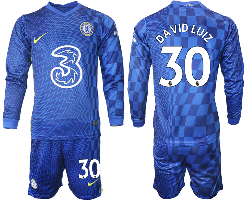 Men 2021-2022 Club Chelsea home blue Long Sleeve #30 Soccer Jersey